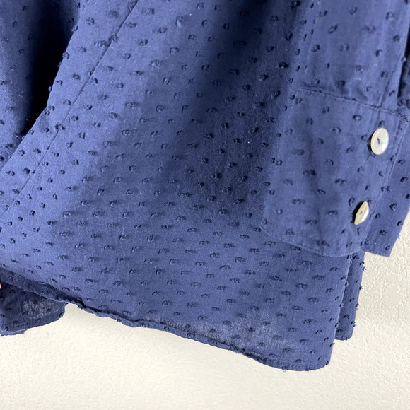 Pomander Place Tuckernuck Scarlett Top Womens Large Blue Swiss Dot Button Down - Picture 10 of 16